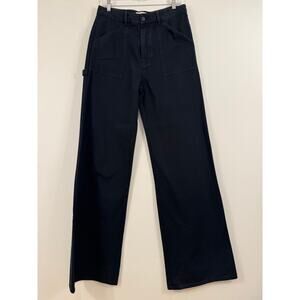 NWT Nili Lotan Quentin Wide Leg Pants Size 10 Navy High Rise Utility Carpenter
